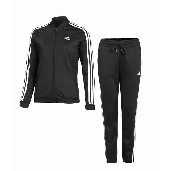 NWT Adidas Womens 3 Stripes Tracksuit - Small Black / White - Track Suit Set NEW - Picture 2 of 5